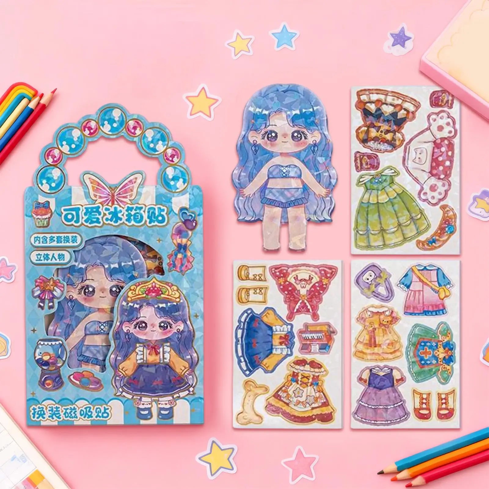 Magnetic Dress Up Doll Set Reusable Toy stand