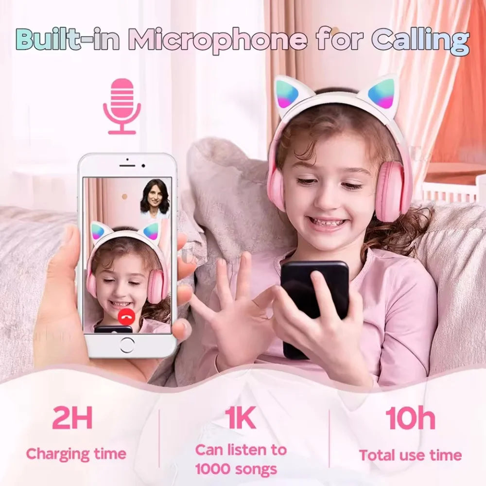 Cat Ear Wireless,Bluetooth Compatible Headset with LED