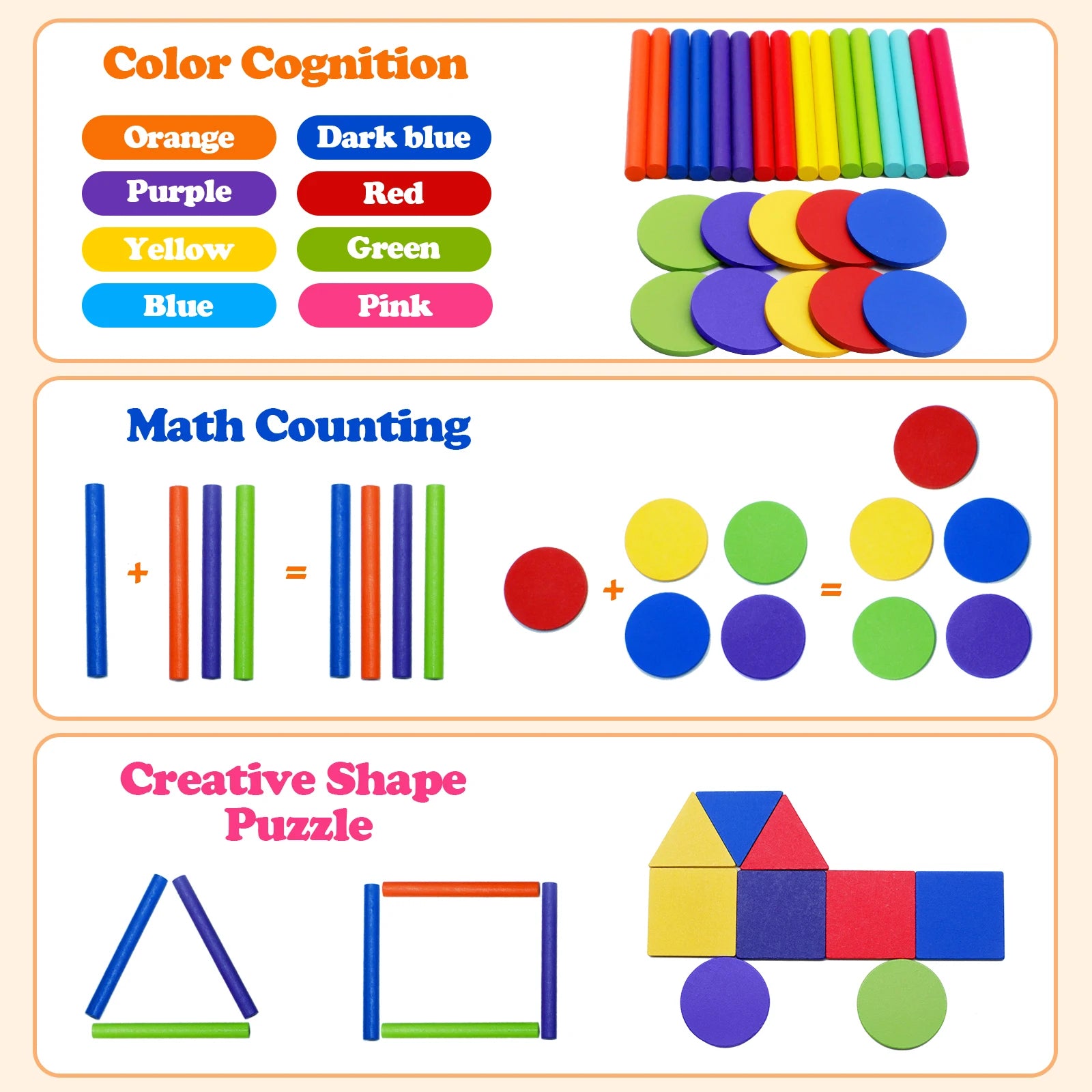 Montessori Wooden Toys Color Sorting.