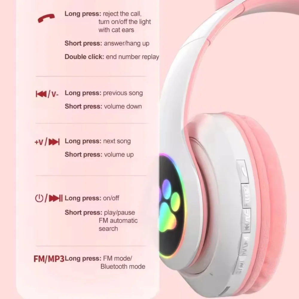 Cat Ear Wireless,Bluetooth Compatible Headset with LED