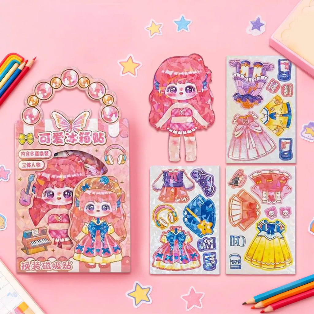 Magnetic Dress Up Doll Set Reusable Toy stand