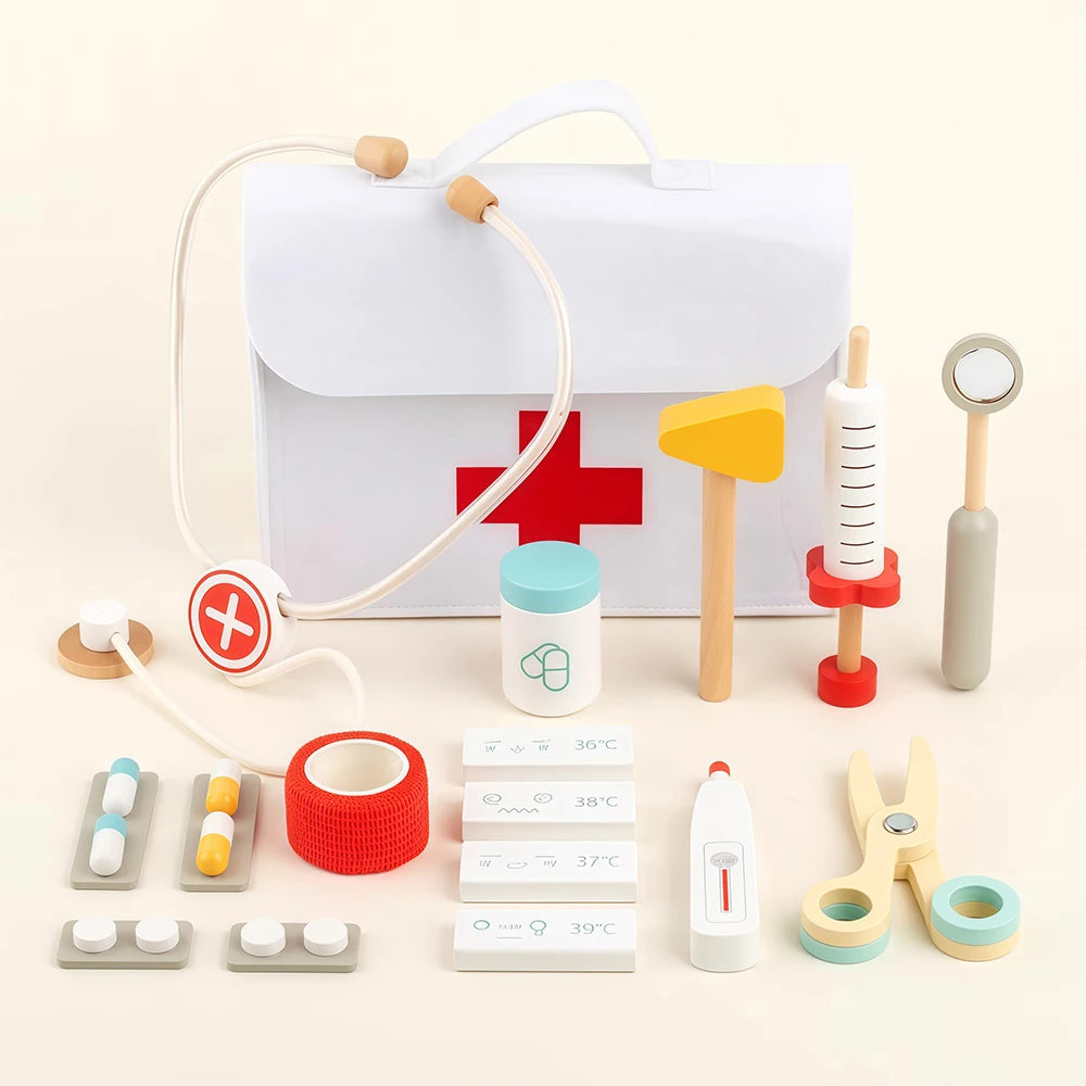 Wooden Doctor Playset Toy For Boys & Girls Ages 3+