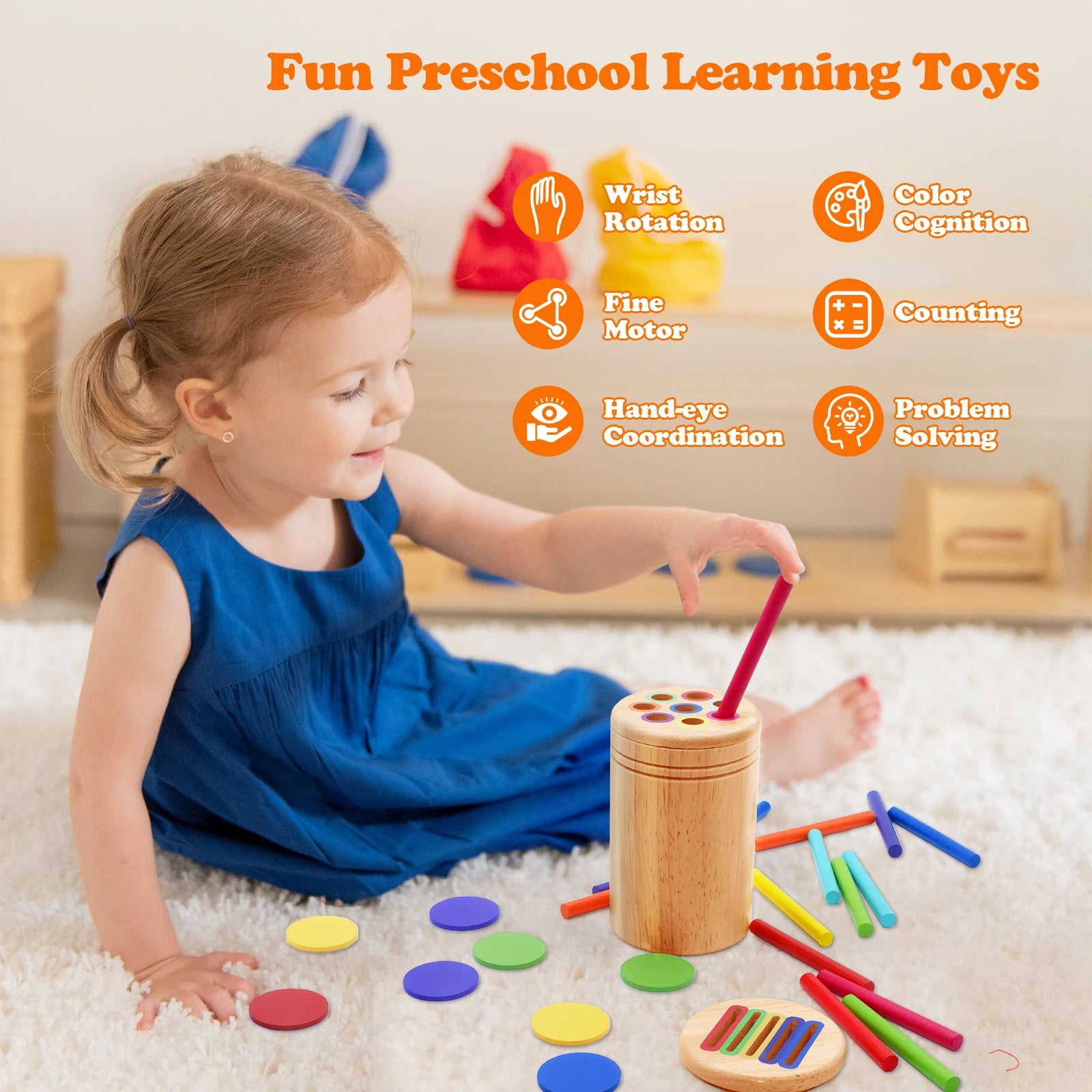 Montessori Wooden Toys Color Sorting.