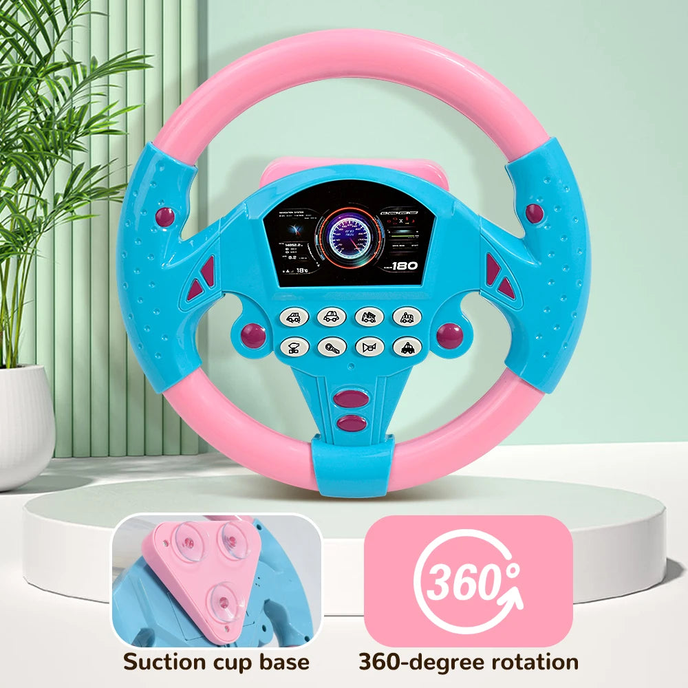 Portable Eletric Steering Wheel Toy with Light Sound for Kids