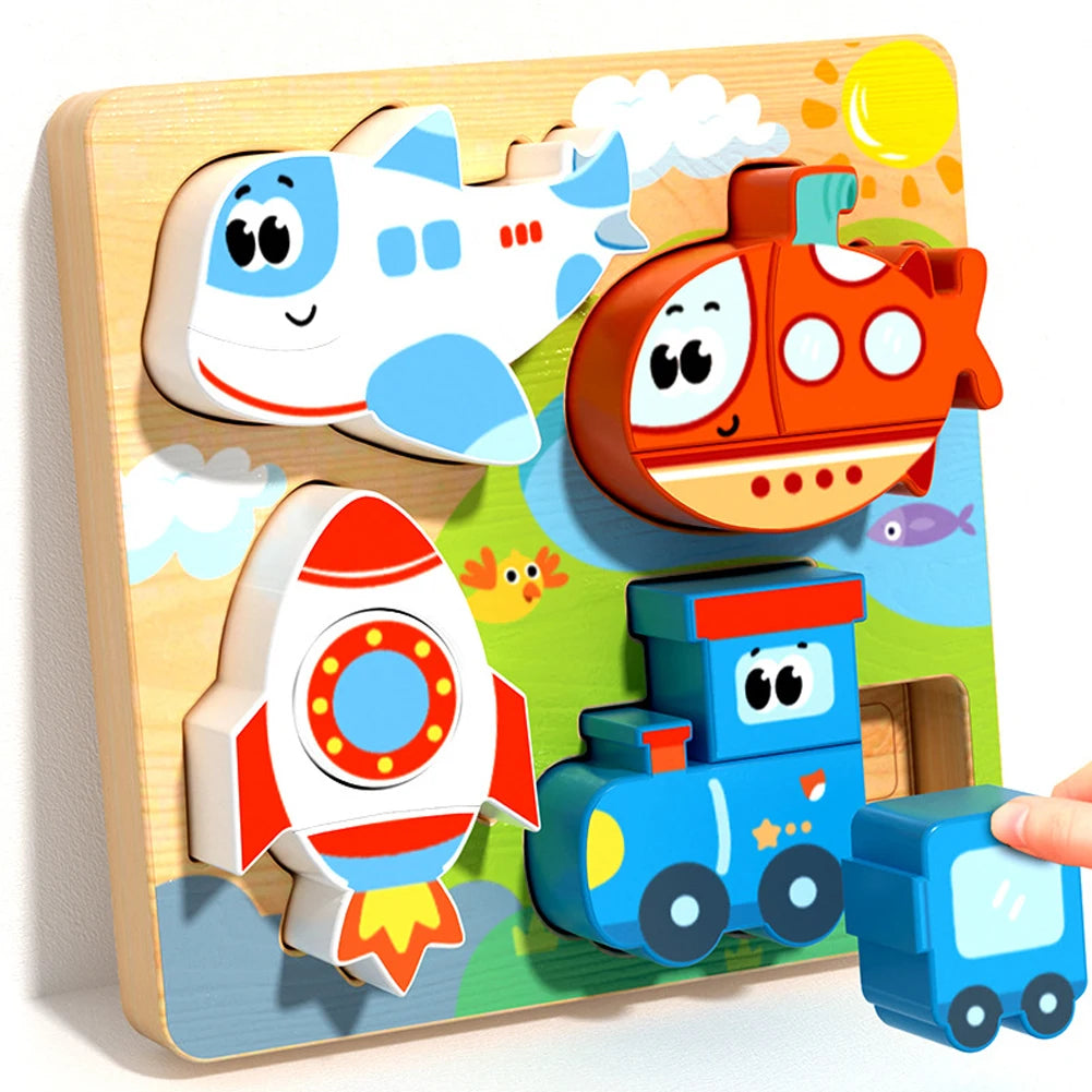 4-in-1 Wooden Animal Puzzle Toy