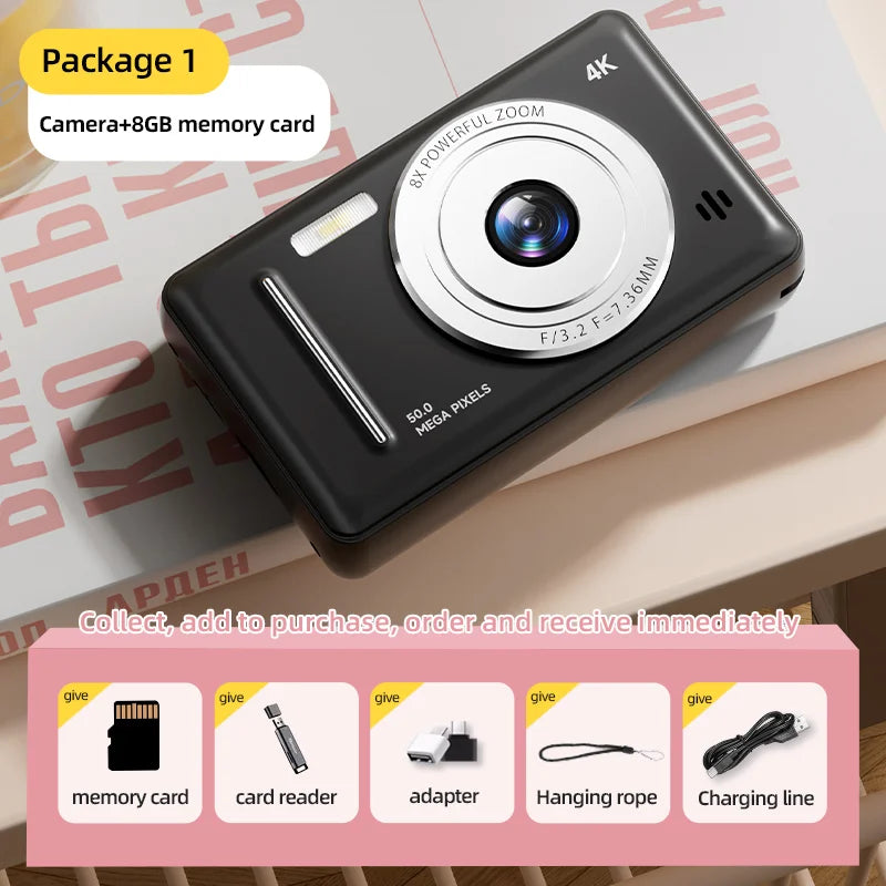 Xiaomi Retro 4K CCD Camera 50MP Auto Focus Dual Flash 8x Zoom Portable Student Vlog Camera.
