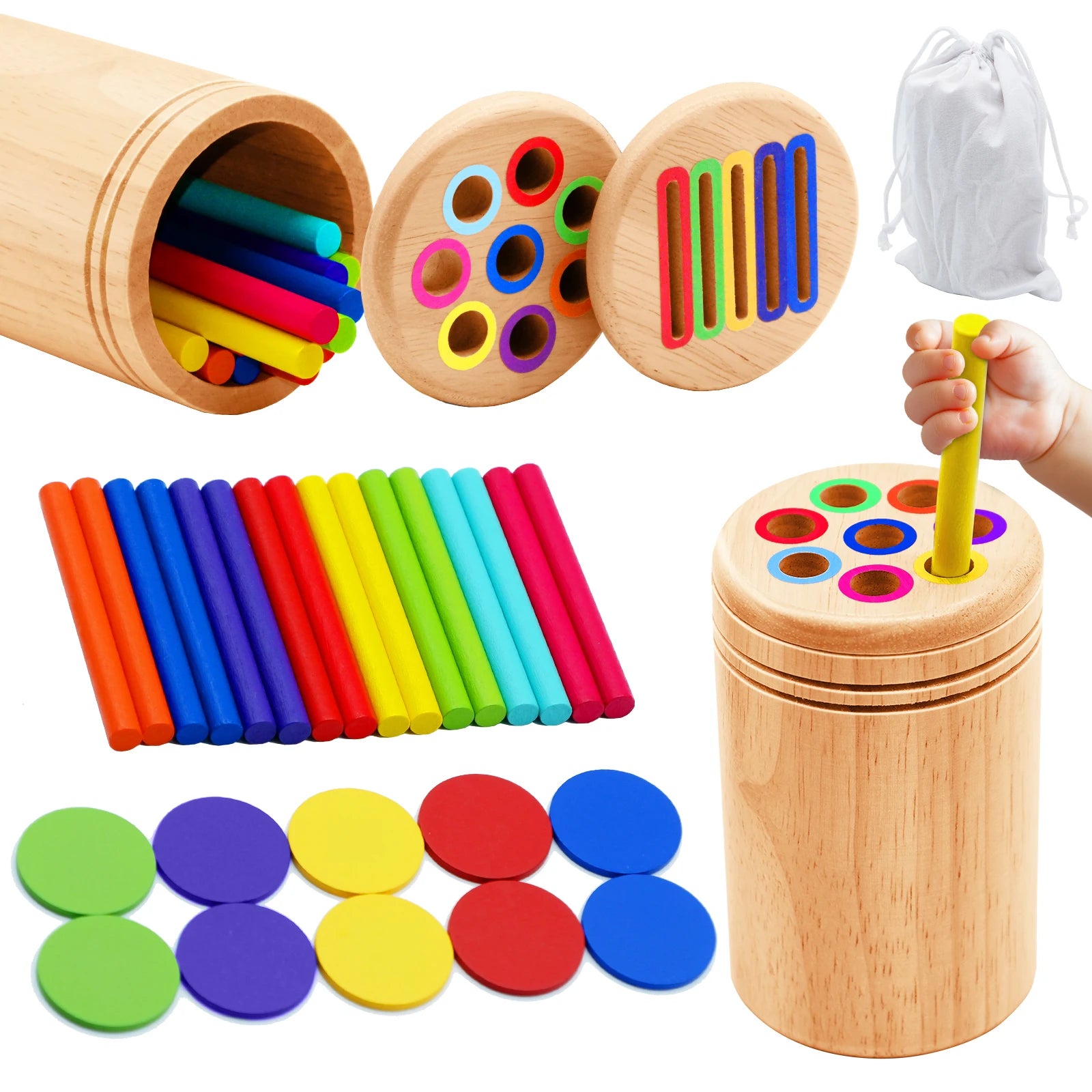 Montessori Wooden Toys Color Sorting.