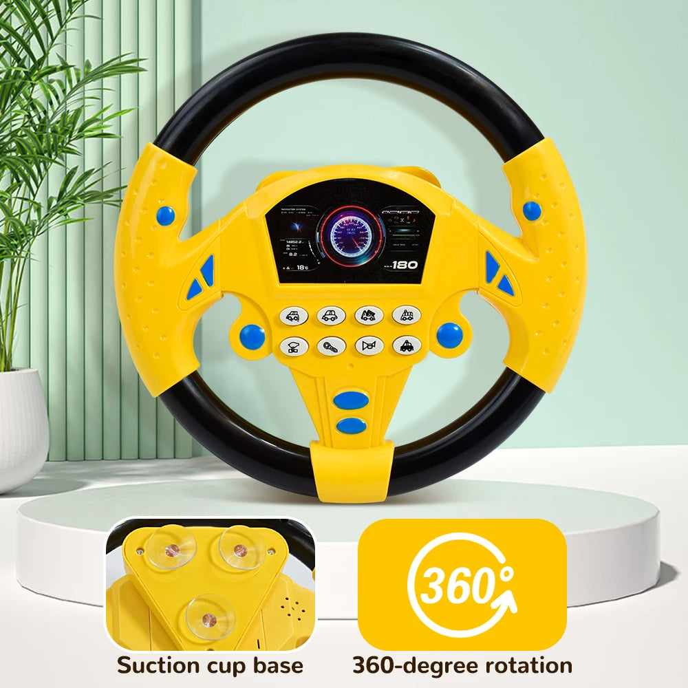 Portable Eletric Steering Wheel Toy with Light Sound for Kids