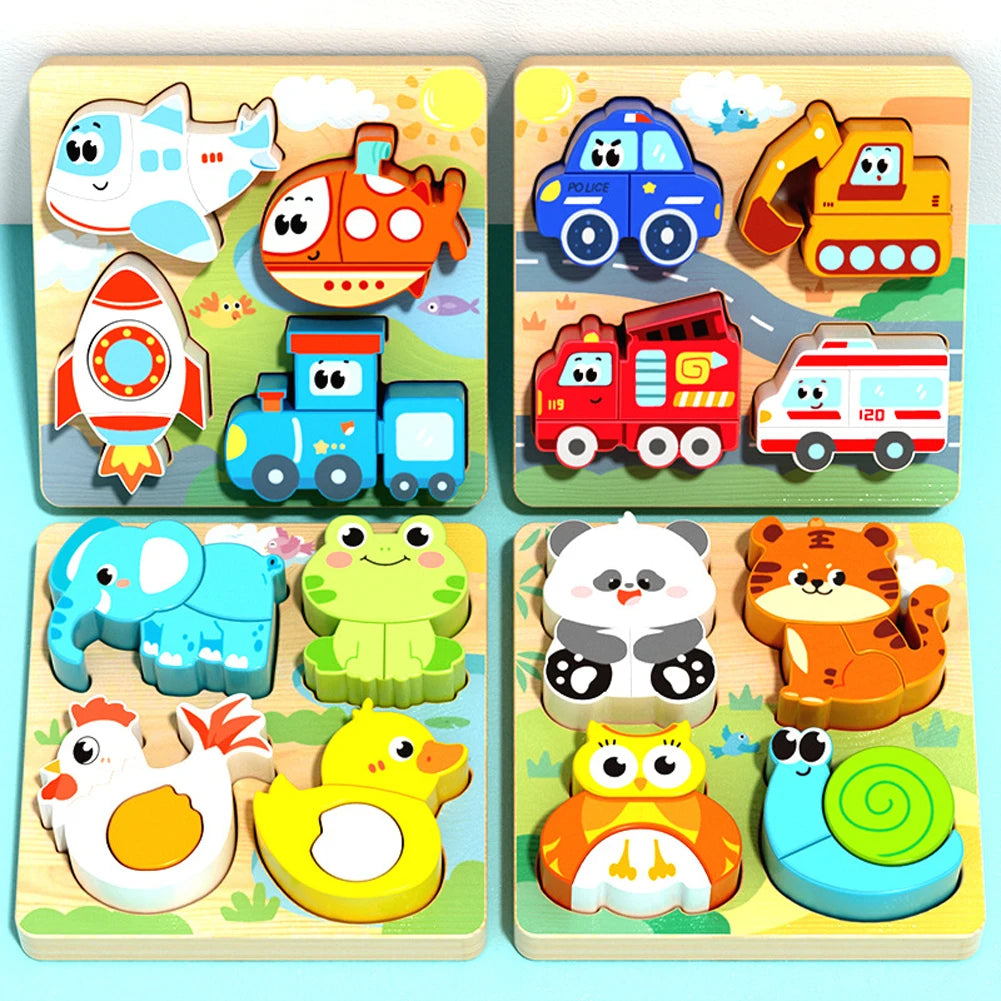 4-in-1 Wooden Animal Puzzle Toy